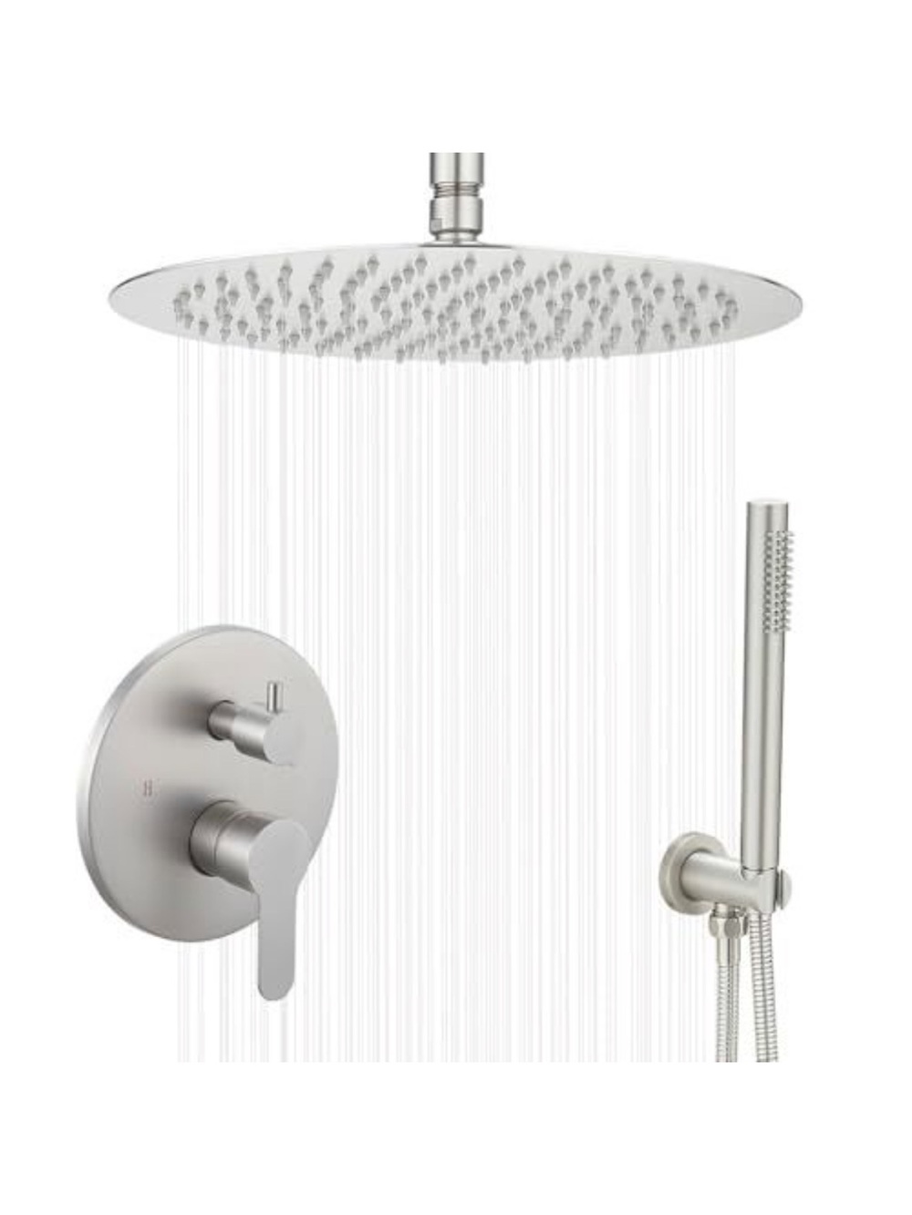 Brushed Nickel Rain Shower Head and Handheld Set